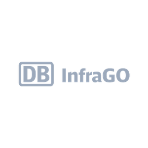 Das Logo von DB InfraGO, einem zufriedenen Firmenkunden von Artomega Catering bei Business-Events in Hanau.